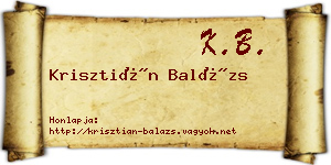 Krisztián Balázs névjegykártya